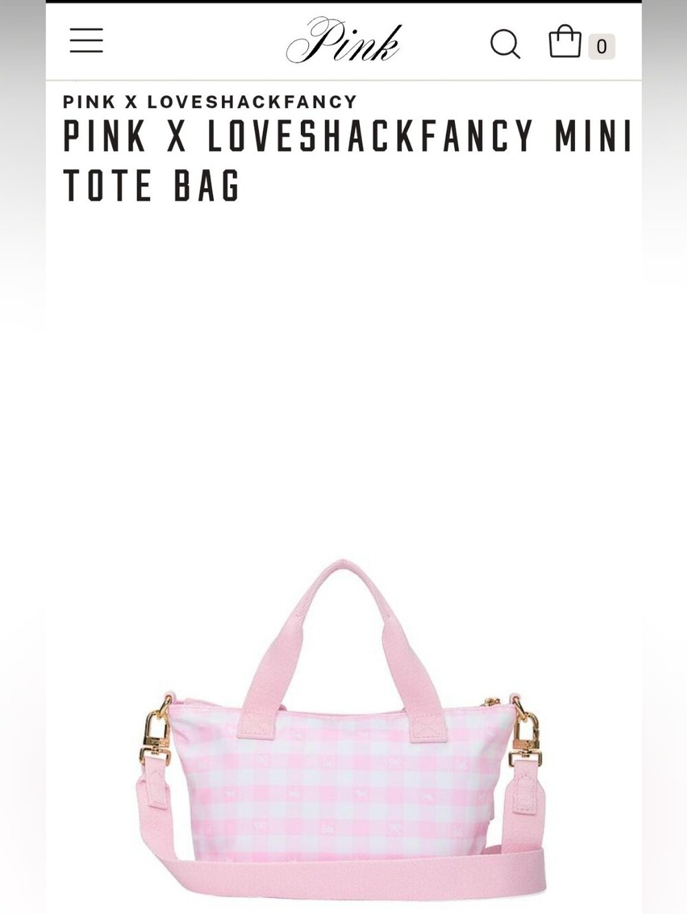 NWT VS PINK X LIVESHACKFANCY MINI TOTE BAG - Picture 3 of 10